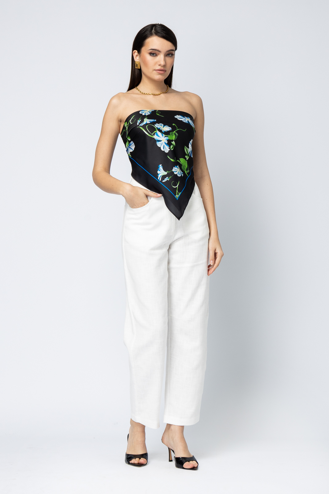 Jardin satin scarf black