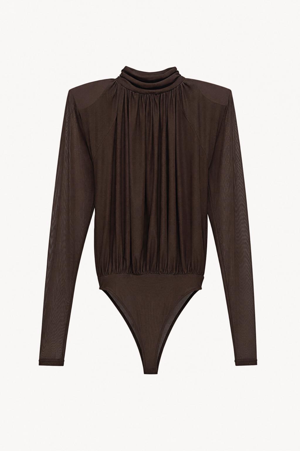 Selene Draped Bodysuit – Chocolate